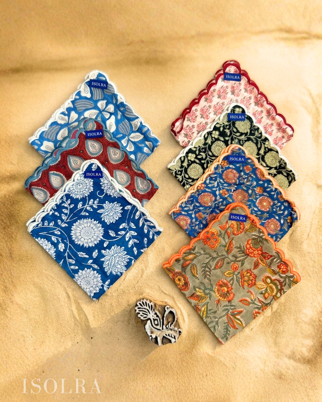 手工蓋印花邊刺繡手帕