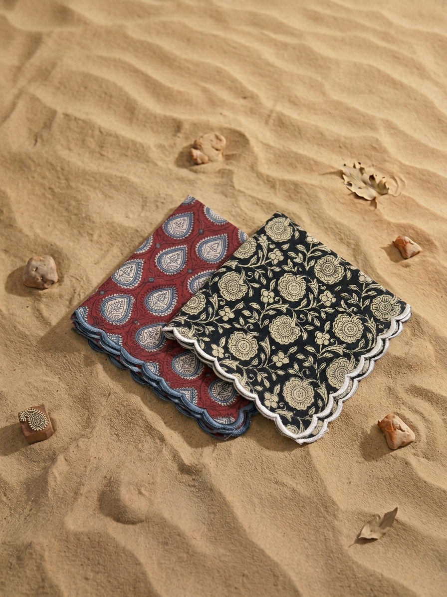 手工蓋印花邊刺繡手帕